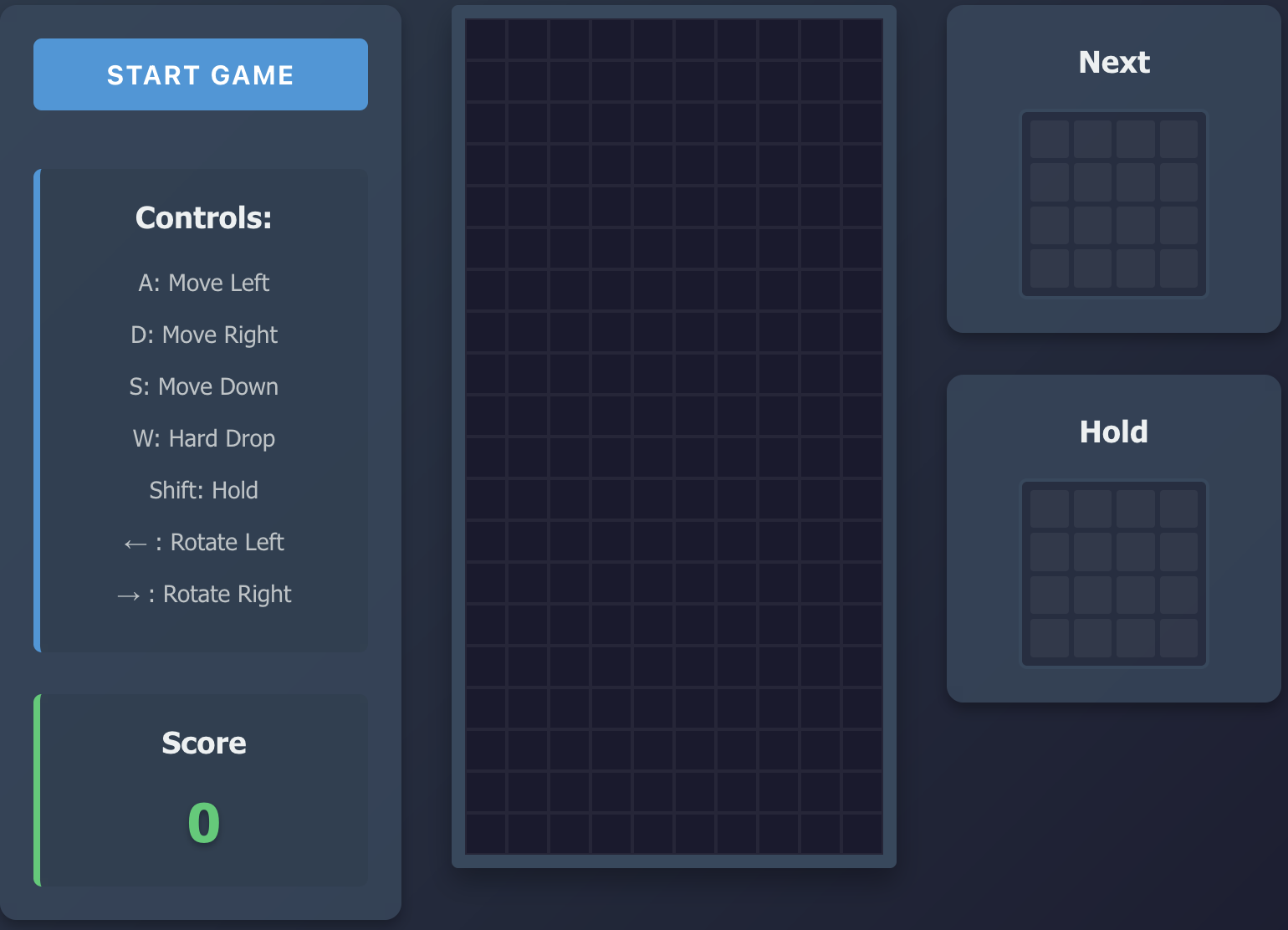 Marktris empty board screenshot